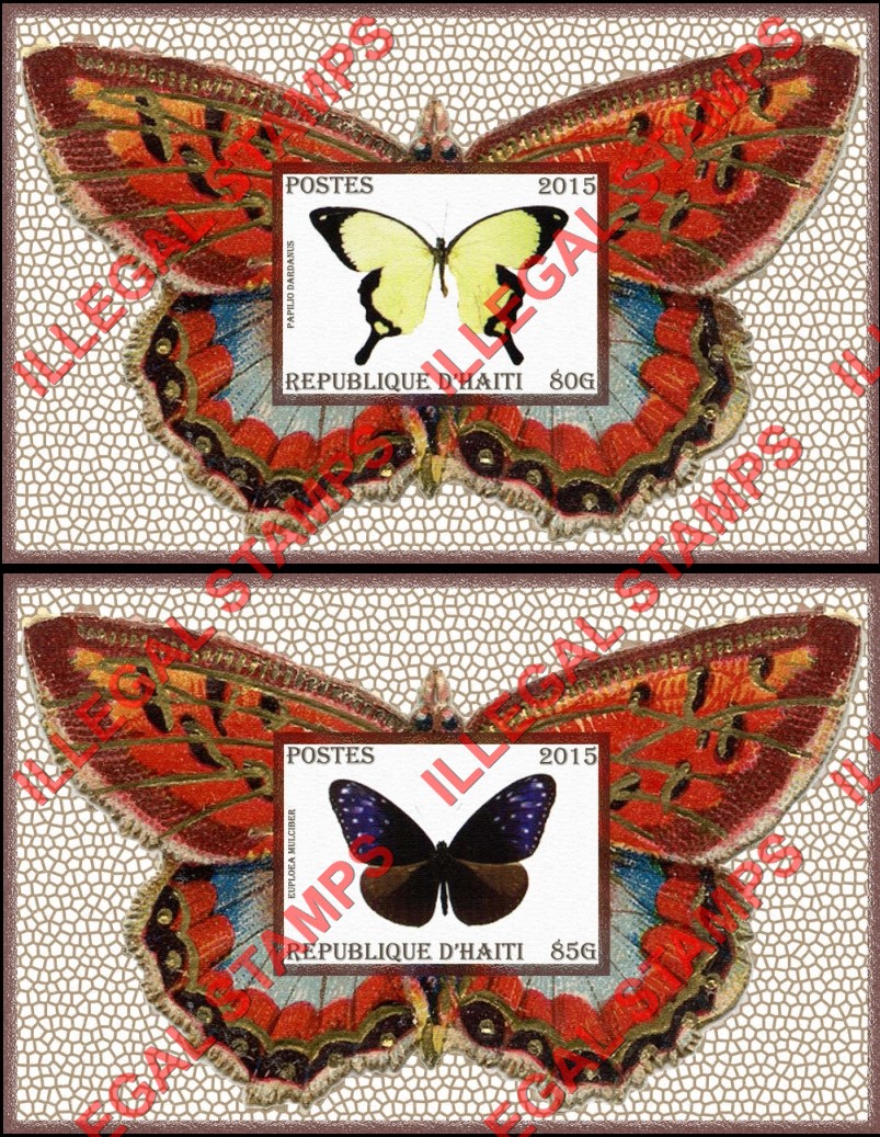 Haiti 2015 Butterflies Illegal Stamp Souvenir Sheets of 1 (Part 4)