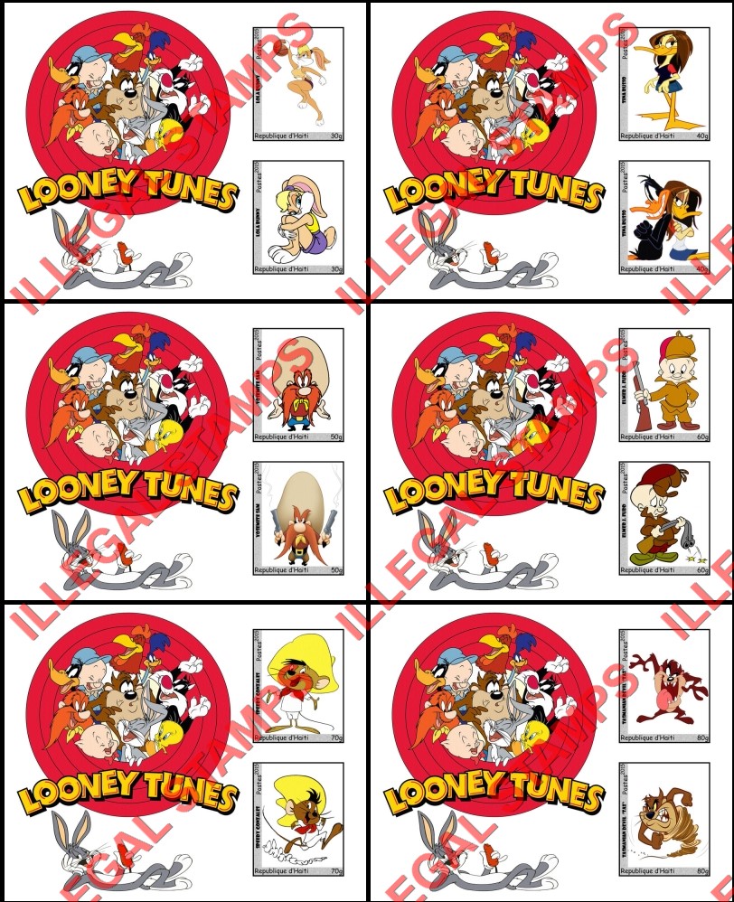 Haiti 2015 Warner Brothers Looney Tunes Single Comic Characters Illegal Stamp Souvenir Sheets of 2 (Part 2)