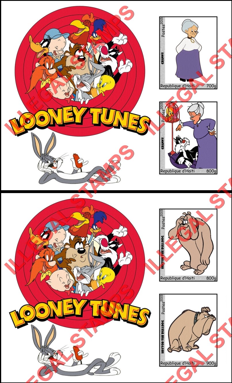 Haiti 2015 Warner Brothers Looney Tunes Single Comic Characters Illegal Stamp Souvenir Sheets of 2 (Part 6)
