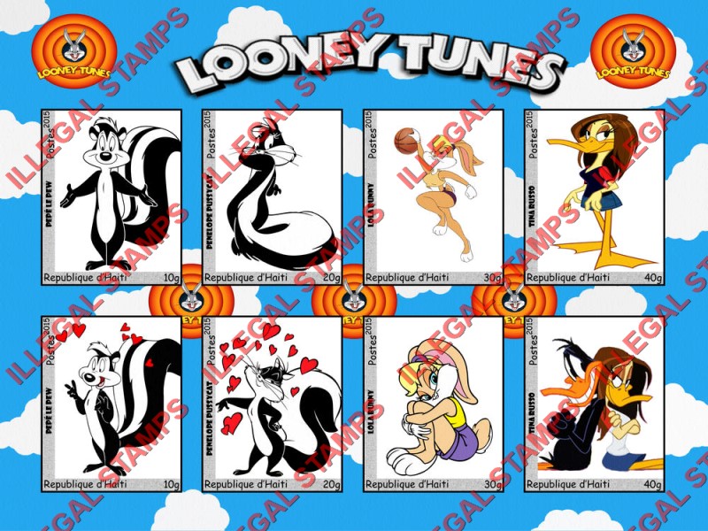 Haiti 2015 Warner Brothers Looney Tunes Multiple Comic Characters Illegal Stamp Souvenir Sheets of 8 (Part 1)