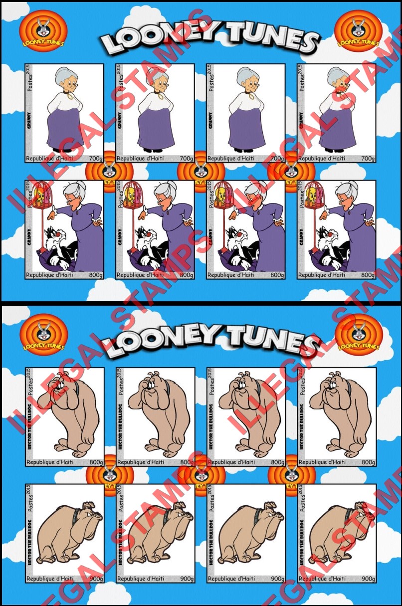 Haiti 2015 Warner Brothers Looney Tunes Single Comic Characters Illegal Stamp Souvenir Sheets of 8 (Part 6)