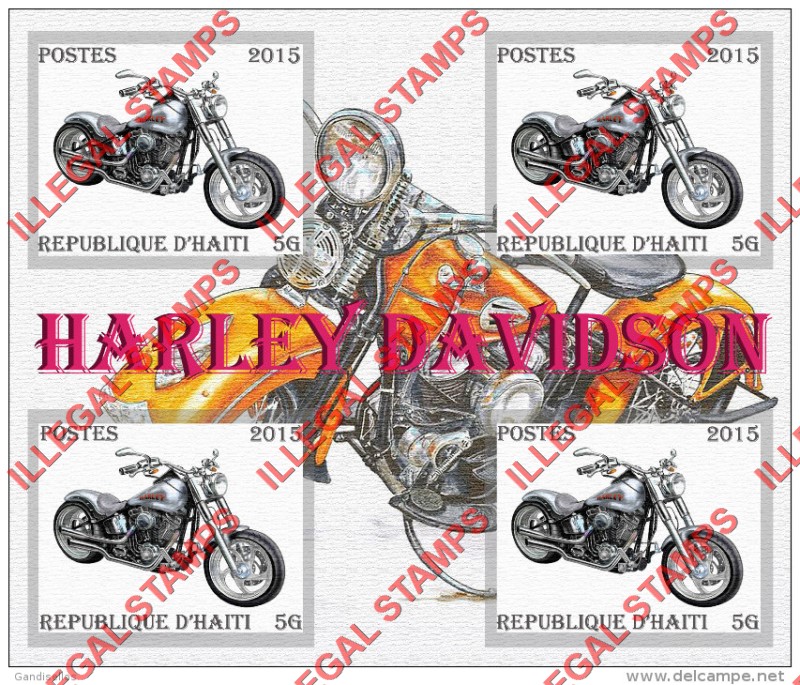 Haiti 2015 Motorcycles Harley Davidson Illegal Stamp Souvenir Sheet of 1