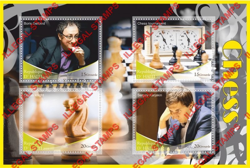 Haiti 2016 Chess Illegal Stamp Souvenir Sheet of 4