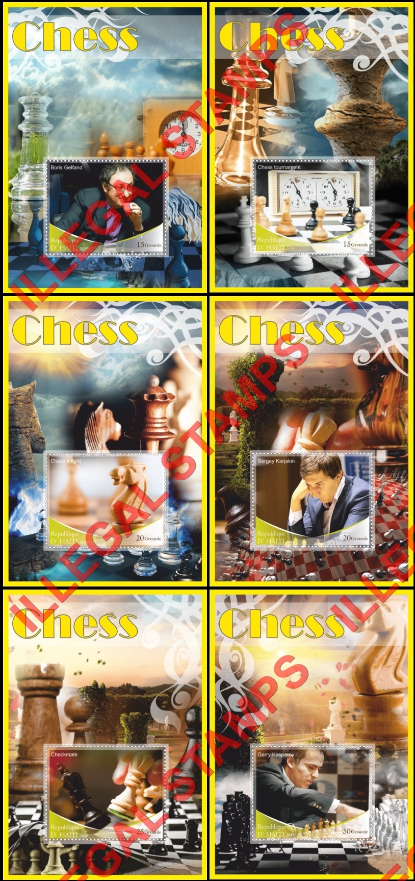 Haiti 2016 Chess Illegal Stamp Souvenir Sheets of 1