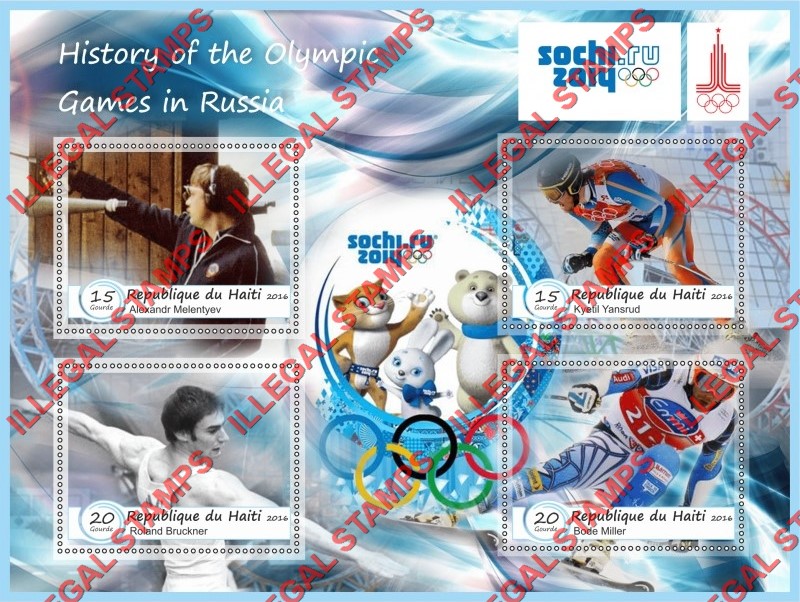 Haiti 2016 Olympic Games History in Sochi 2014 Illegal Stamp Souvenir Sheet of 4