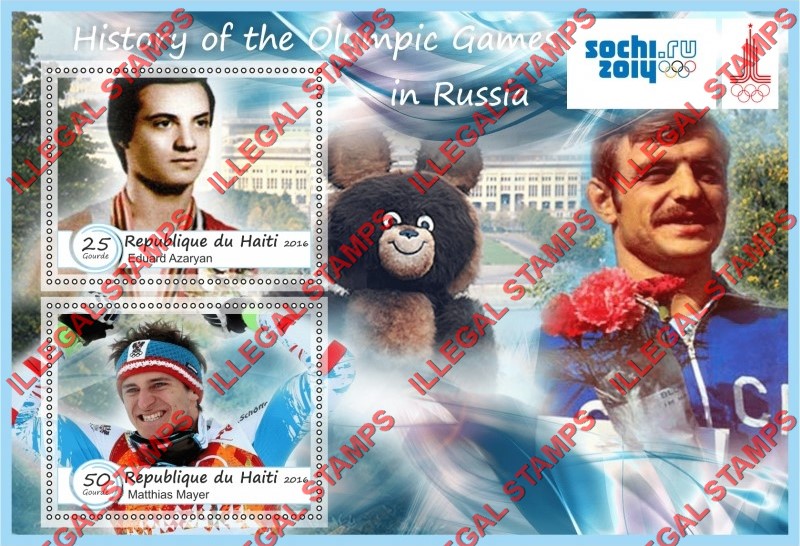 Haiti 2016 Olympic Games History in Sochi 2014 Illegal Stamp Souvenir Sheet of 2