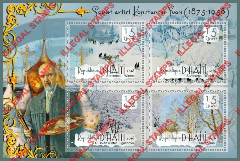 Haiti 2016 Paintings by Konstantin Yuon Illegal Stamp Souvenir Sheet of 4