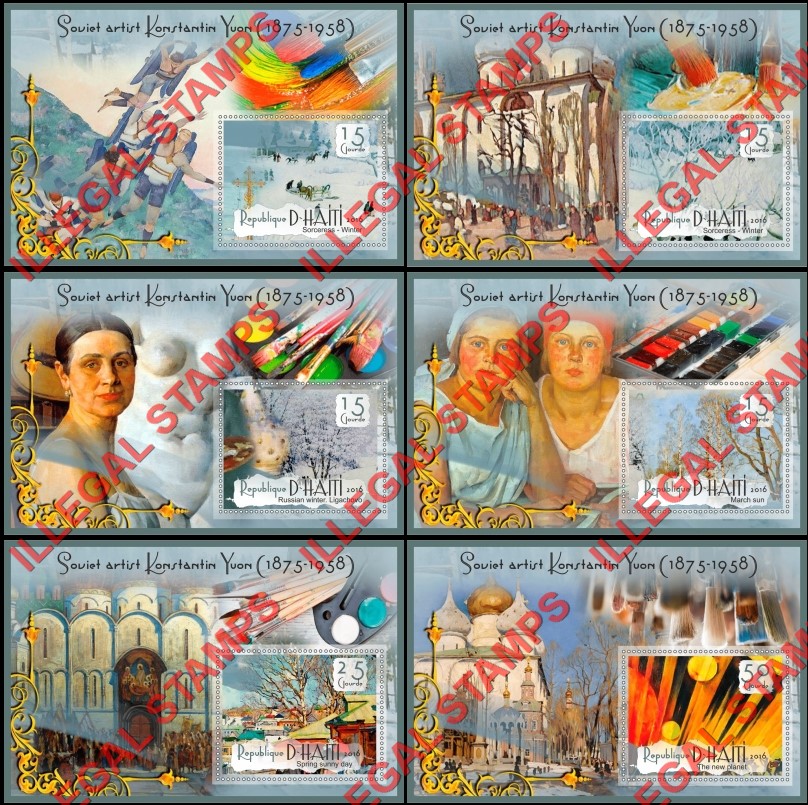 Haiti 2016 Paintings by Konstantin Yuon Illegal Stamp Souvenir Sheets of 1