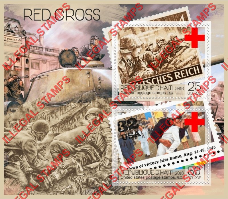 Haiti 2016 Red Cross Stamps on Stamps Illegal Stamp Souvenir Sheet of 2
