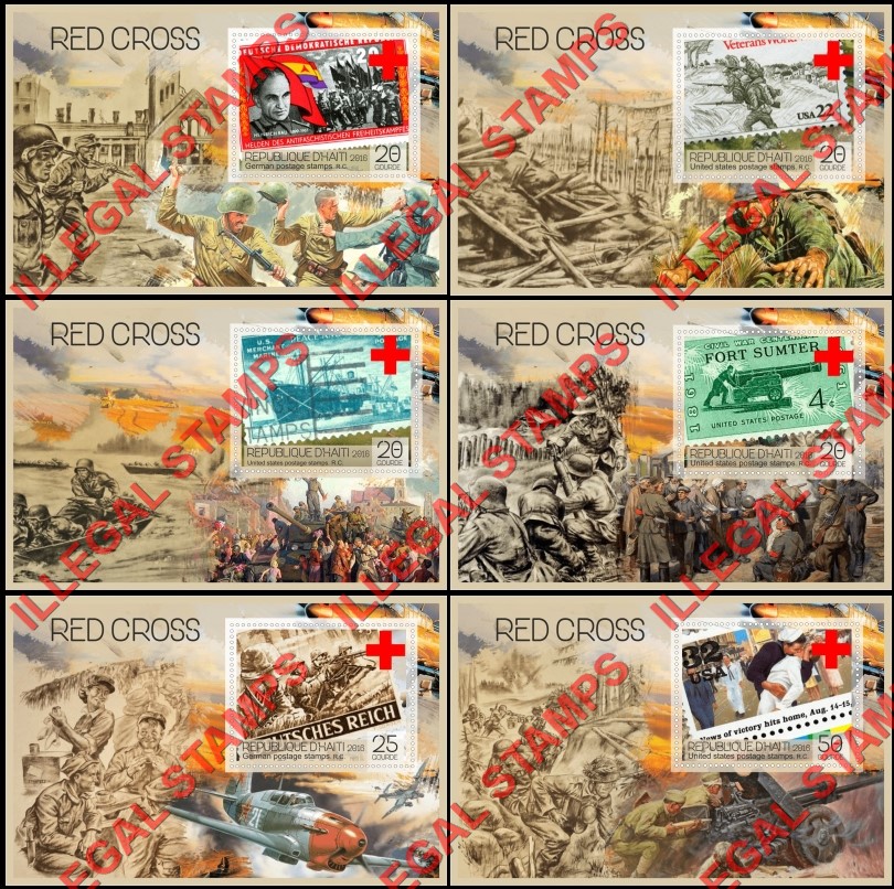 Haiti 2016 Red Cross Stamps on Stamps Illegal Stamp Souvenir Sheets of 1