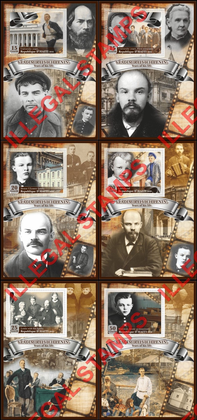 Haiti 2016 Vladimir Lenin Illegal Stamp Souvenir Sheets of 1