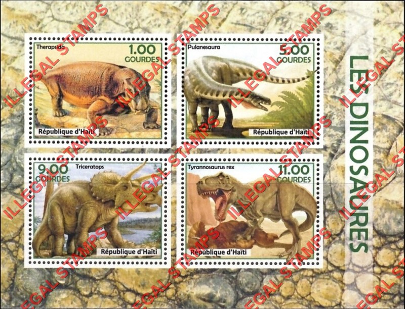 Haiti 2017 Dinosaurs Illegal Stamp Souvenir Sheet of 4