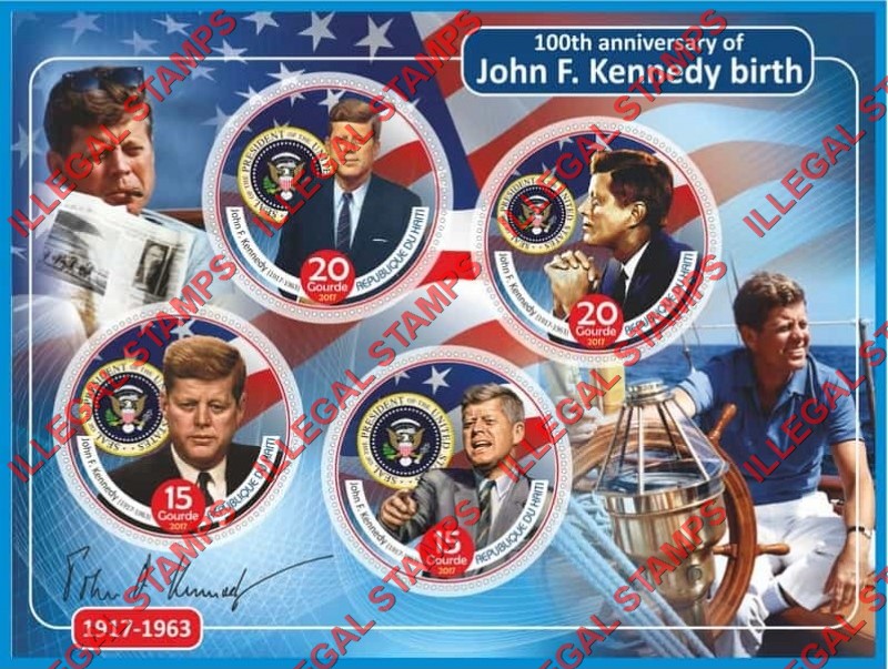 Haiti 2017 John F. Kennedy Illegal Stamp Souvenir Sheet of 4