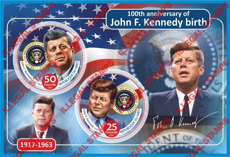 Haiti 2017 John F. Kennedy Illegal Stamp Souvenir Sheet of 2