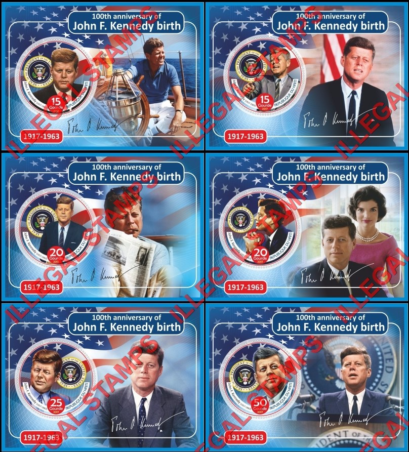 Haiti 2017 John F. Kennedy Illegal Stamp Souvenir Sheets of 1