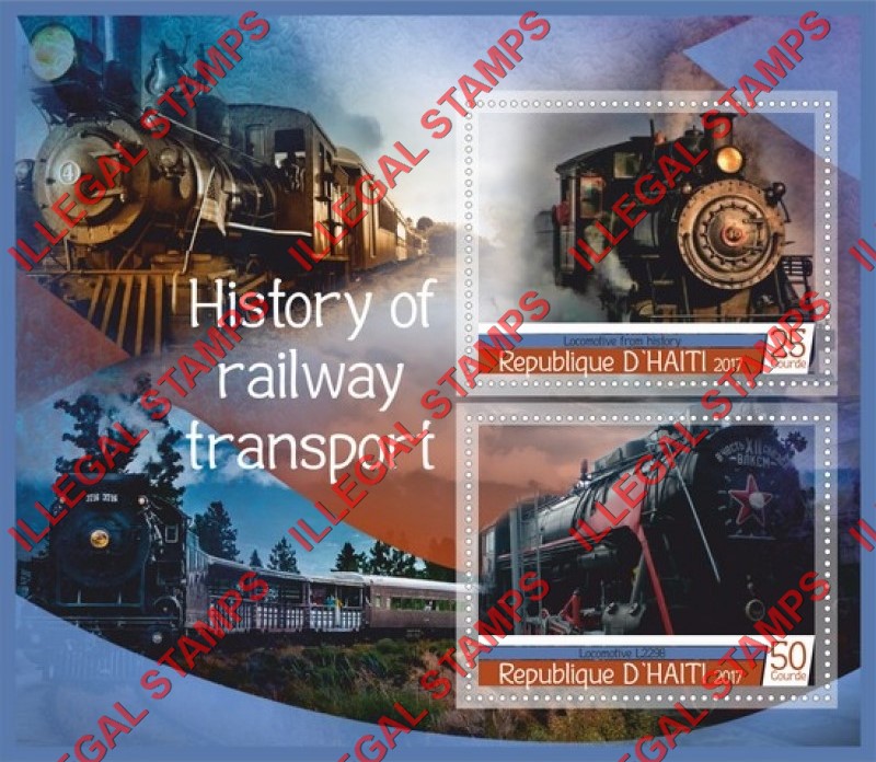 Haiti 2017 Locomotives History of Railway Transport Illegal Stamp Souvenir Sheet of 2