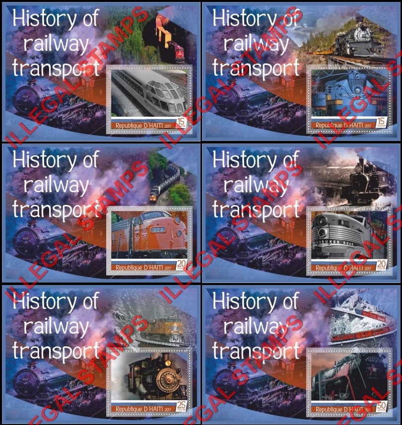 Haiti 2017 Locomotives History of Railway Transport Illegal Stamp Souvenir Sheets of 1