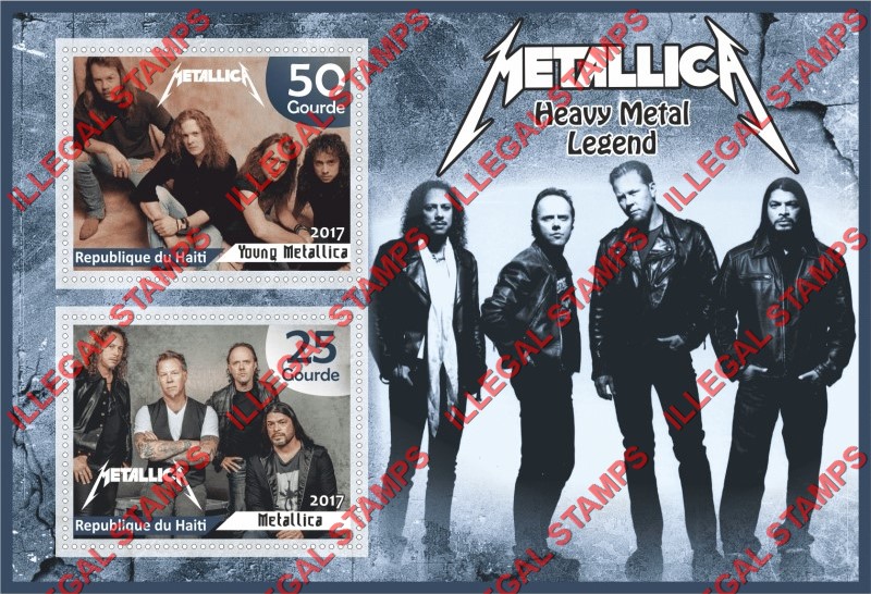 Haiti 2017 Metallica Rock Band Illegal Stamp Souvenir Sheet of 2