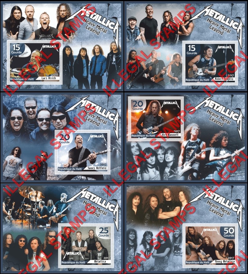 Haiti 2017 Metallica Rock Band Illegal Stamp Souvenir Sheets of 1