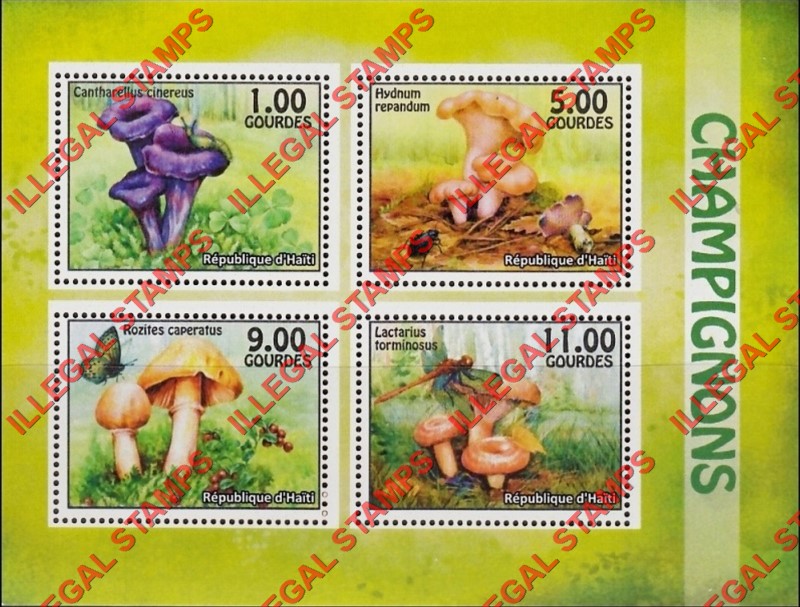 Haiti 2017 Mushrooms Illegal Stamp Souvenir Sheet of 4