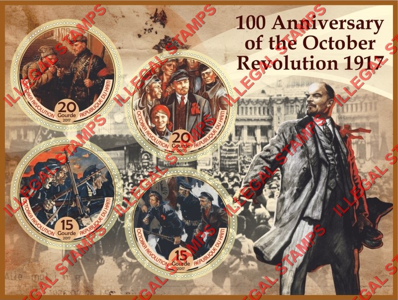 Haiti 2017 October Revolution in Russia 1917 Illegal Stamp Souvenir Sheet of 4