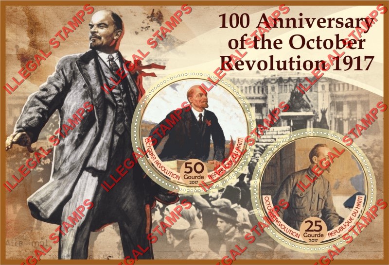 Haiti 2017 October Revolution in Russia 1917 Illegal Stamp Souvenir Sheet of 2