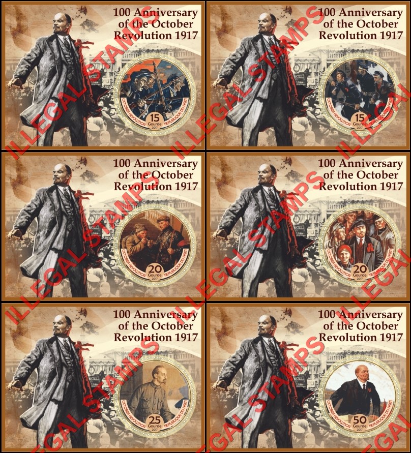 Haiti 2017 October Revolution in Russia 1917 Illegal Stamp Souvenir Sheets of 1