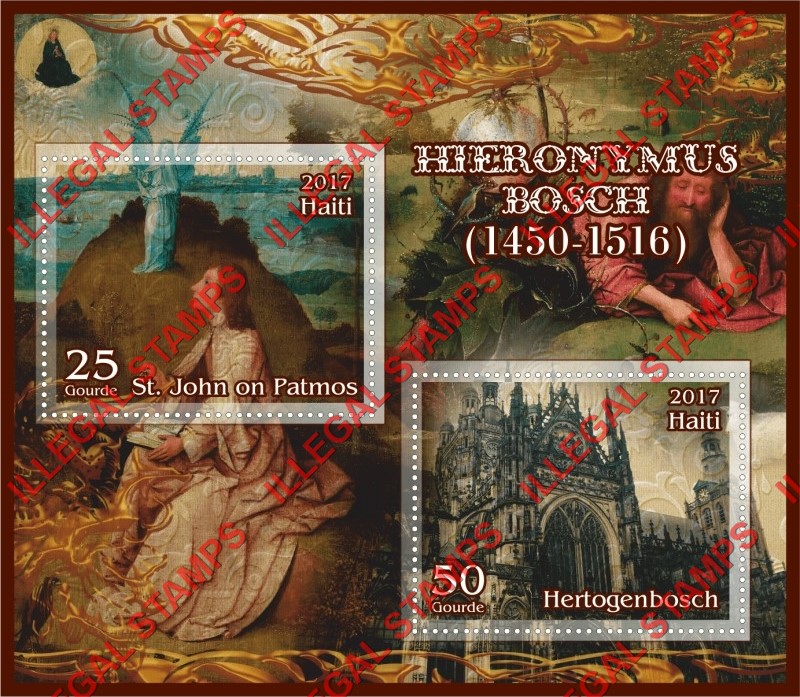 Haiti 2017 Paintings by Hieronymus Bosch Illegal Stamp Souvenir Sheet of 2