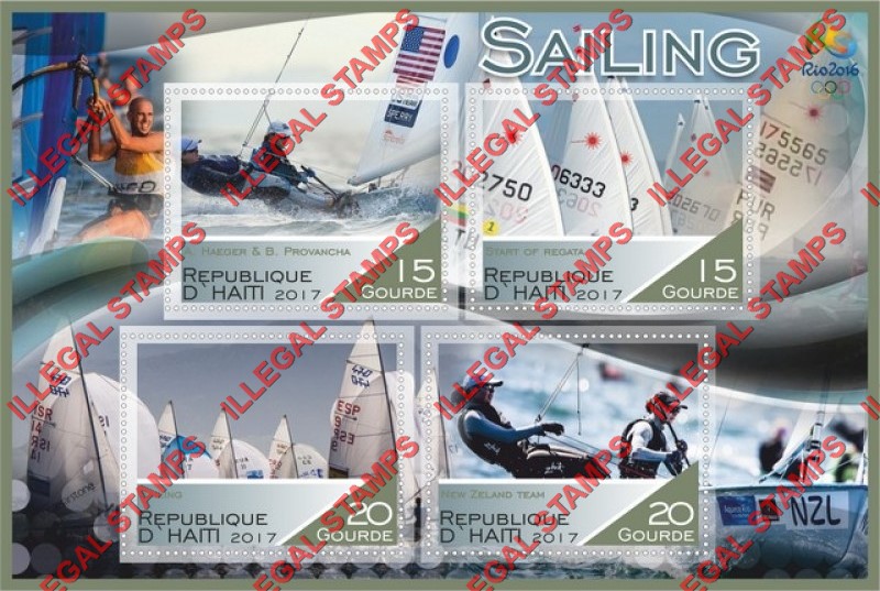 Haiti 2017 Sailing Rio 2016 Illegal Stamp Souvenir Sheet of 4