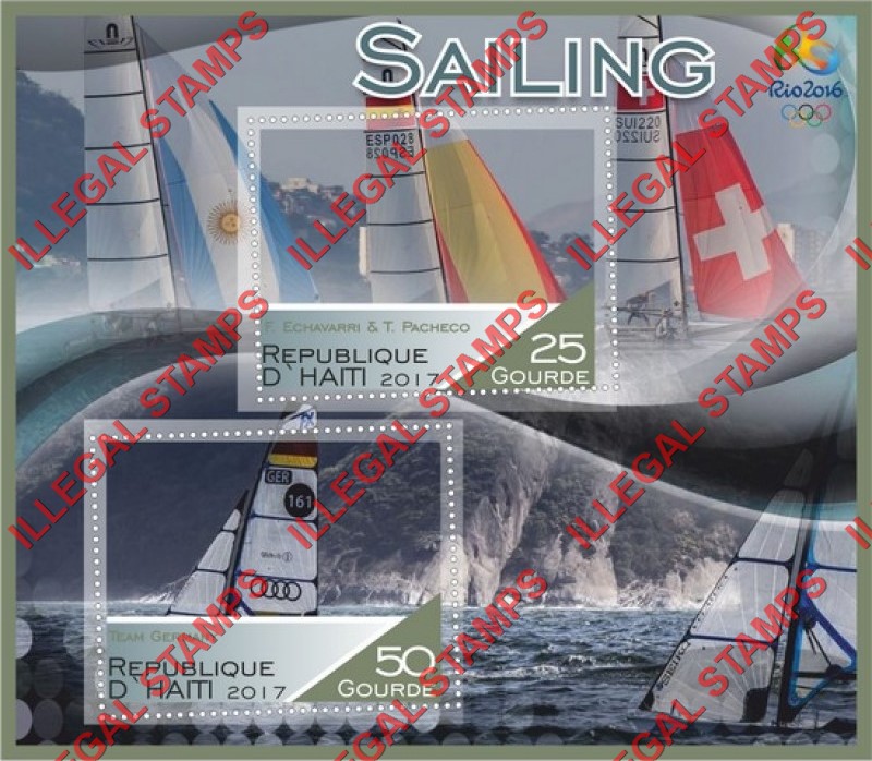 Haiti 2017 Sailing Rio 2016 Illegal Stamp Souvenir Sheet of 2