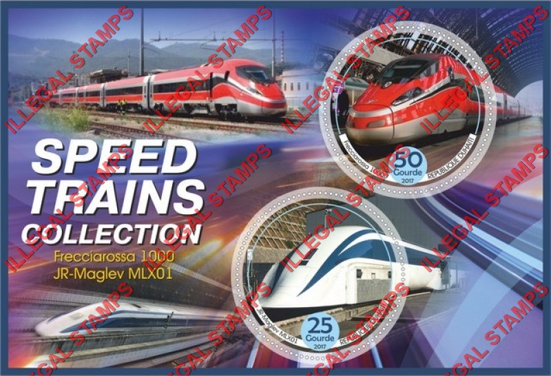 Haiti 2017 Speed Trains Illegal Stamp Souvenir Sheet of 2