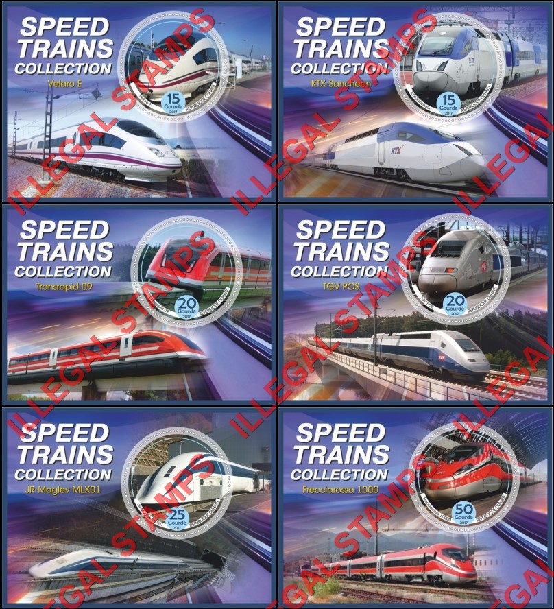 Haiti 2017 Speed Trains Illegal Stamp Souvenir Sheets of 1