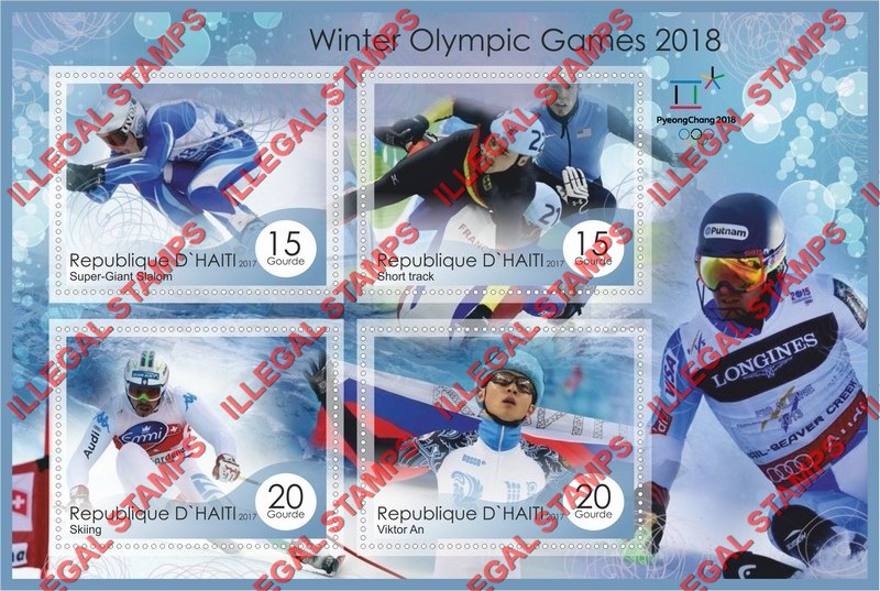 Haiti 2017 Winter Olympic Games in PyeongChang 2018 Illegal Stamp Souvenir Sheet of 4