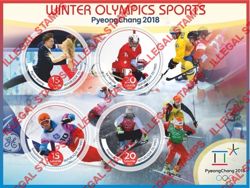 Haiti 2017 Winter Olympic Sports in PyeongChang 2018 Illegal Stamp Souvenir Sheet of 4