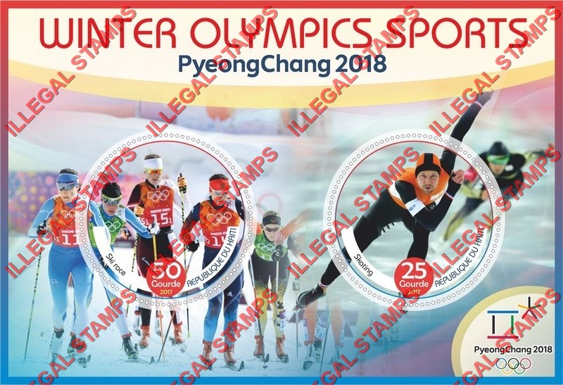 Haiti 2017 Winter Olympic Sports in PyeongChang 2018 Illegal Stamp Souvenir Sheet of 2