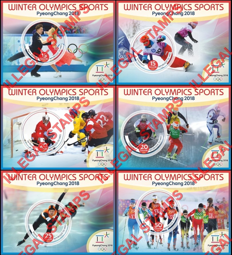 Haiti 2017 Winter Olympic Sports in PyeongChang 2018 Illegal Stamp Souvenir Sheets of 1