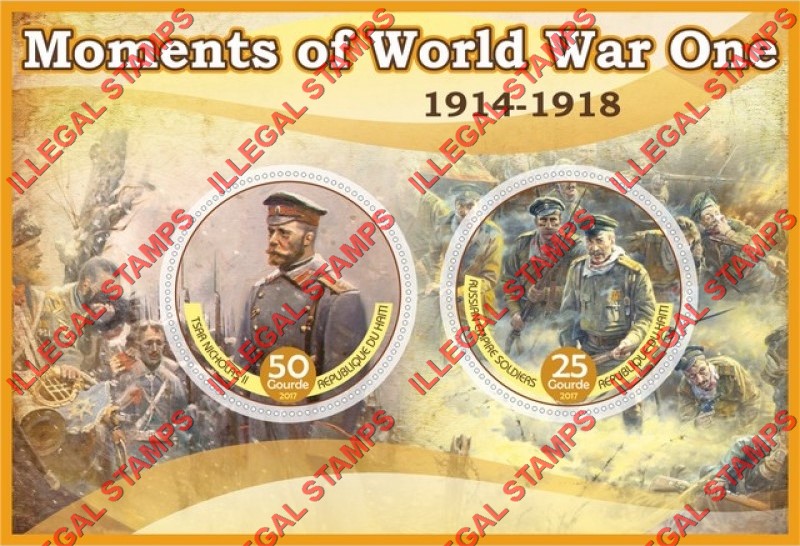 Haiti 2017 World War One Moments Illegal Stamp Souvenir Sheet of 2