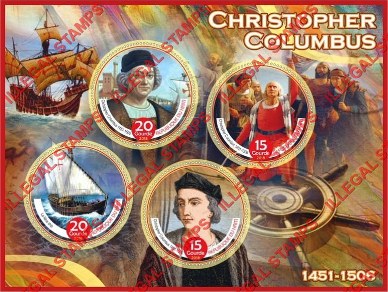 Haiti 2018 Christopher Columbus Illegal Stamp Souvenir Sheet of 4