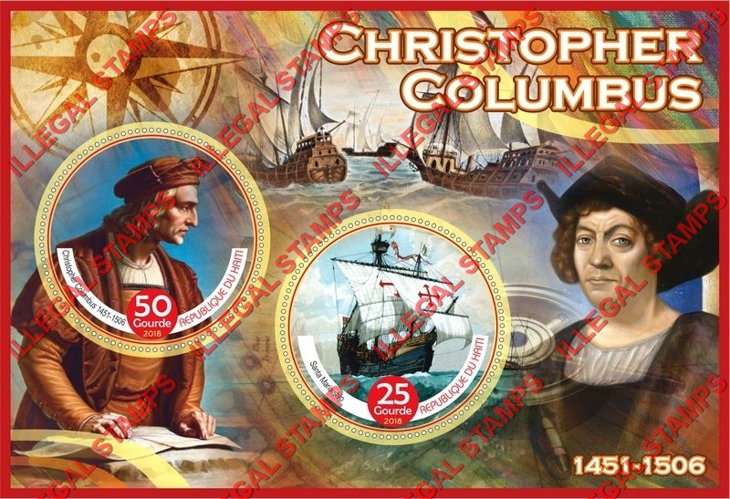 Haiti 2018 Christopher Columbus Illegal Stamp Souvenir Sheet of 2