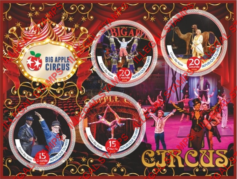 Haiti 2018 Circus Big Apple Illegal Stamp Souvenir Sheet of 4