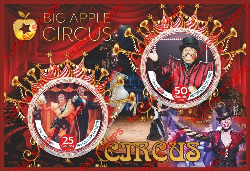 Haiti 2018 Circus Big Apple Illegal Stamp Souvenir Sheet of 2