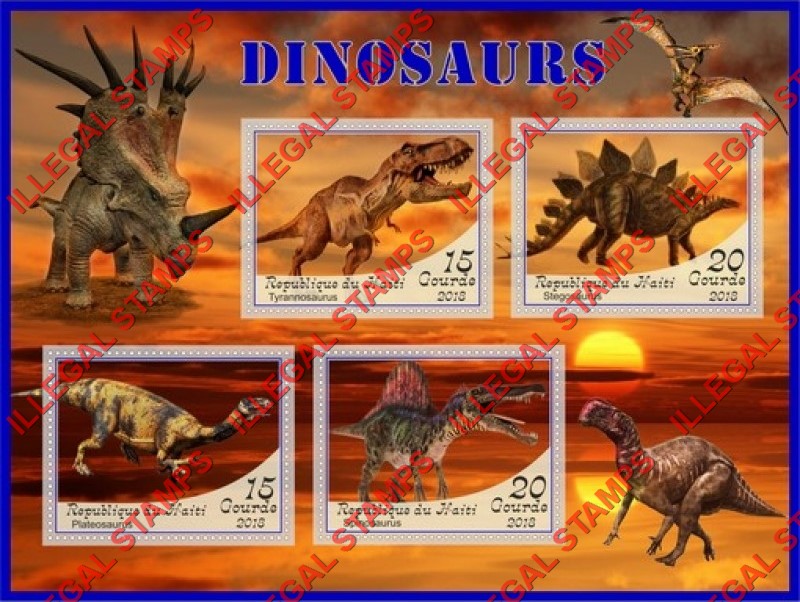 Haiti 2018 Dinosaurs (different) Illegal Stamp Souvenir Sheet of 4