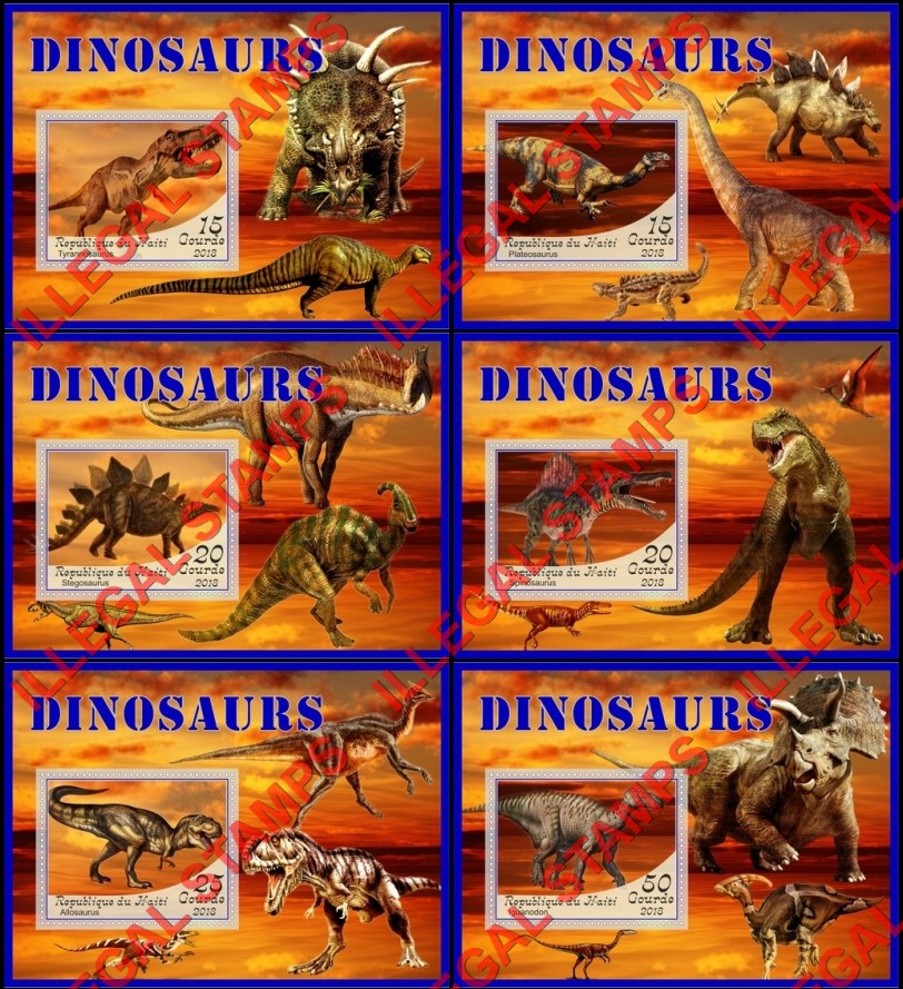 Haiti 2018 Dinosaurs (different) Illegal Stamp Souvenir Sheets of 1