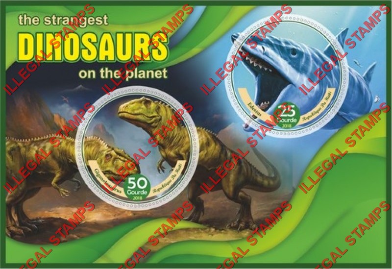 Haiti 2018 Dinosaurs Illegal Stamp Souvenir Sheet of 2