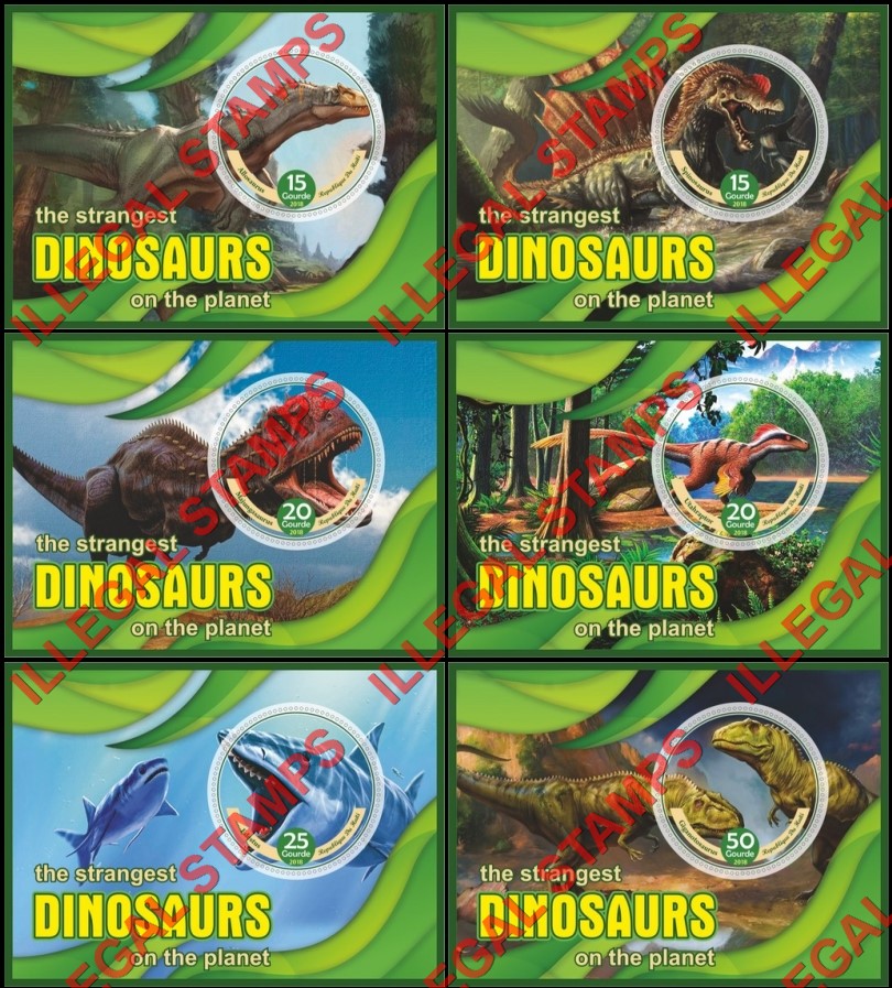 Haiti 2018 Dinosaurs Illegal Stamp Souvenir Sheets of 1