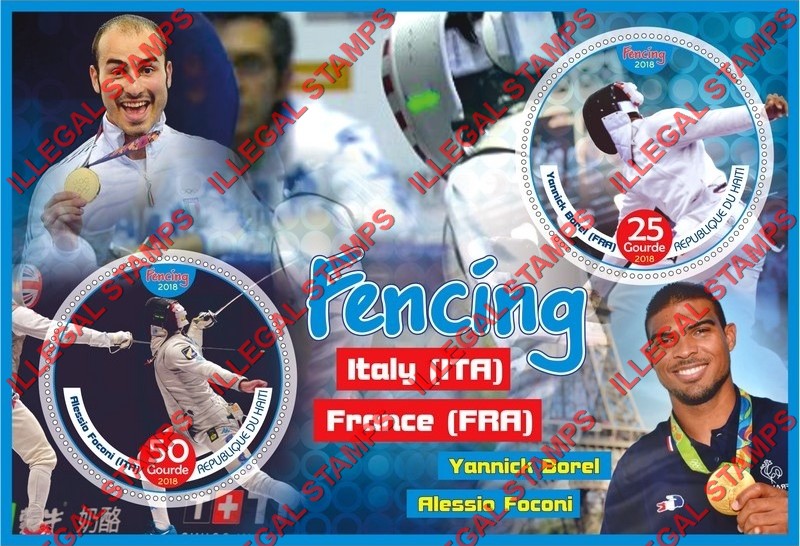 Haiti 2018 Fencing Illegal Stamp Souvenir Sheet of 2