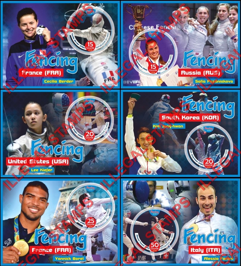 Haiti 2018 Fencing Illegal Stamp Souvenir Sheets of 1