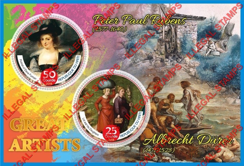 Haiti 2018 Great Artists Paintings by Albrecht Durer and Peter Paul Rubens Illegal Stamp Souvenir Sheet of 2