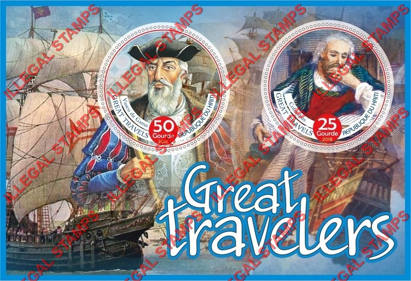 Haiti 2018 Great Travelers Illegal Stamp Souvenir Sheet of 2
