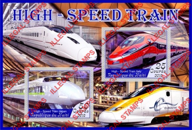Haiti 2018 High Speed Trains Illegal Stamp Souvenir Sheet of 2